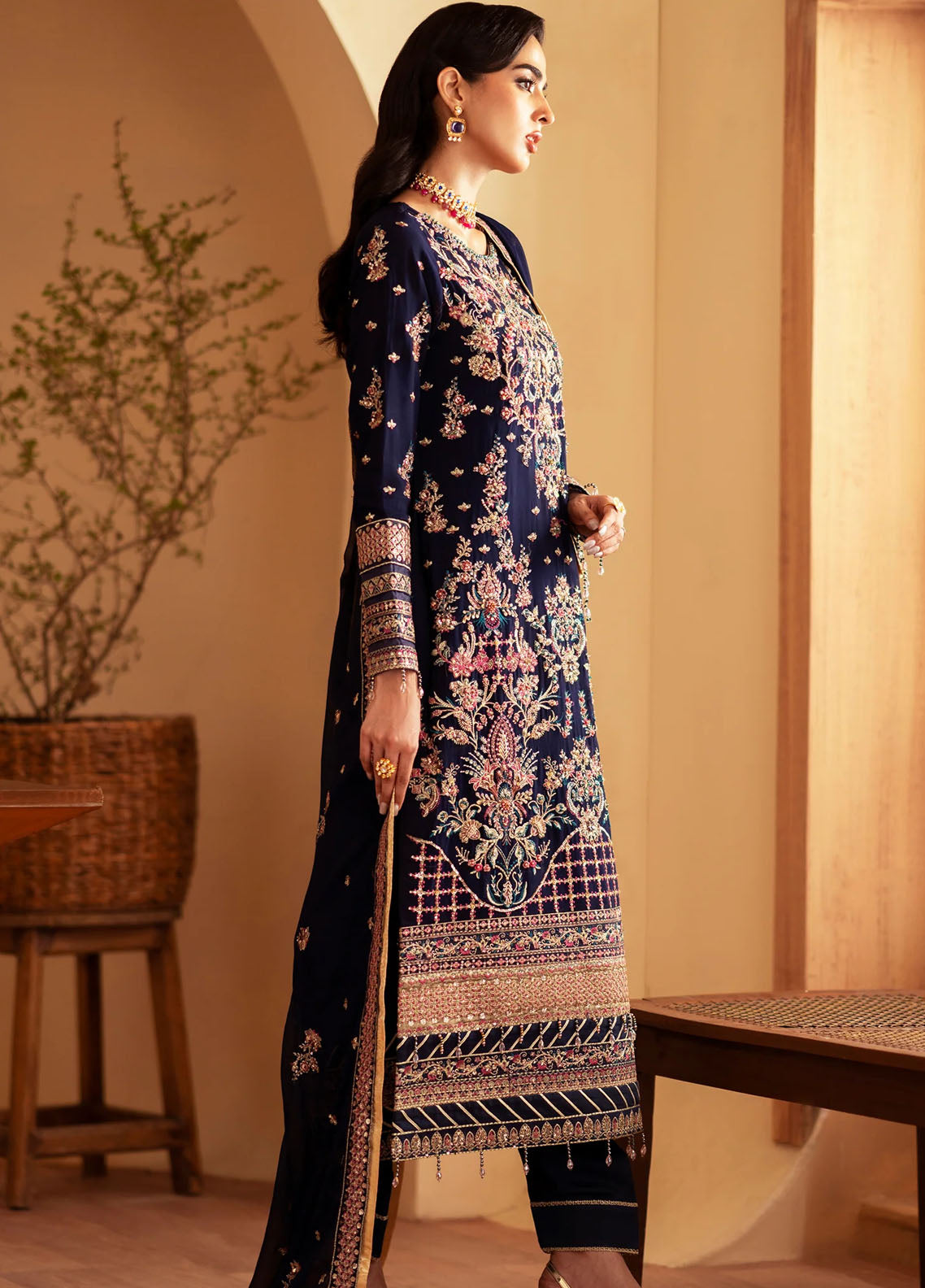 Romansiyyah By Emaan Adeel Embroidered Chiffon Suit Unstitched 3 Piece EA24R Nageena - Formal Collection