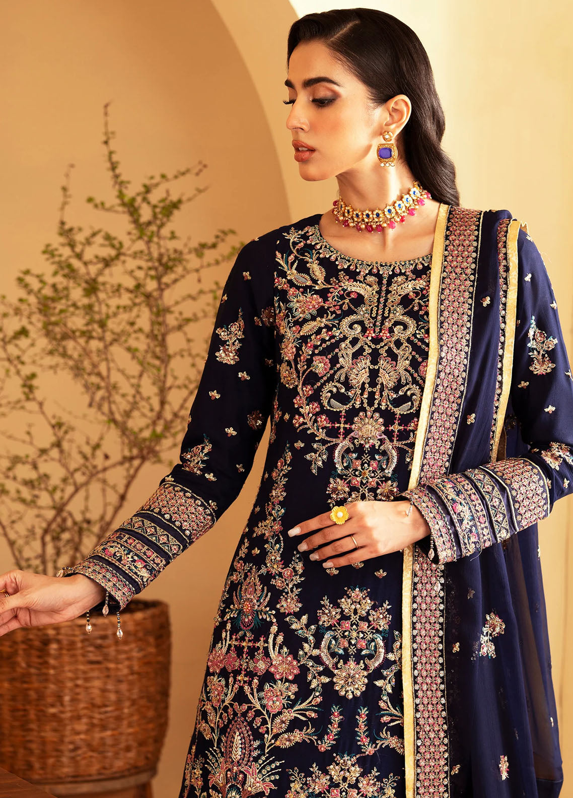 Romansiyyah By Emaan Adeel Embroidered Chiffon Suit Unstitched 3 Piece EA24R Nageena - Formal Collection