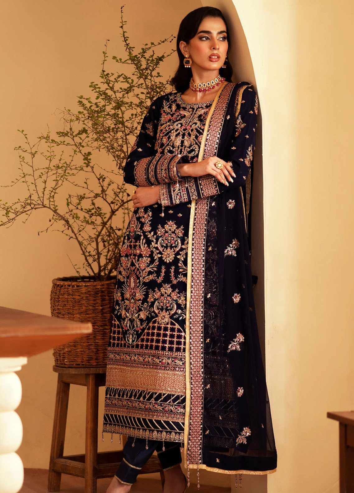 Romansiyyah By Emaan Adeel Embroidered Chiffon Suit Unstitched 3 Piece EA24R Nageena - Formal Collection