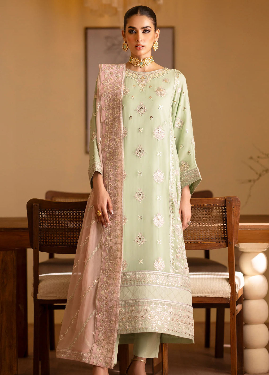 Romansiyyah By Emaan Adeel Embroidered Chiffon Suit Unstitched 3 Piece EA24R Najmeh - Formal Collection