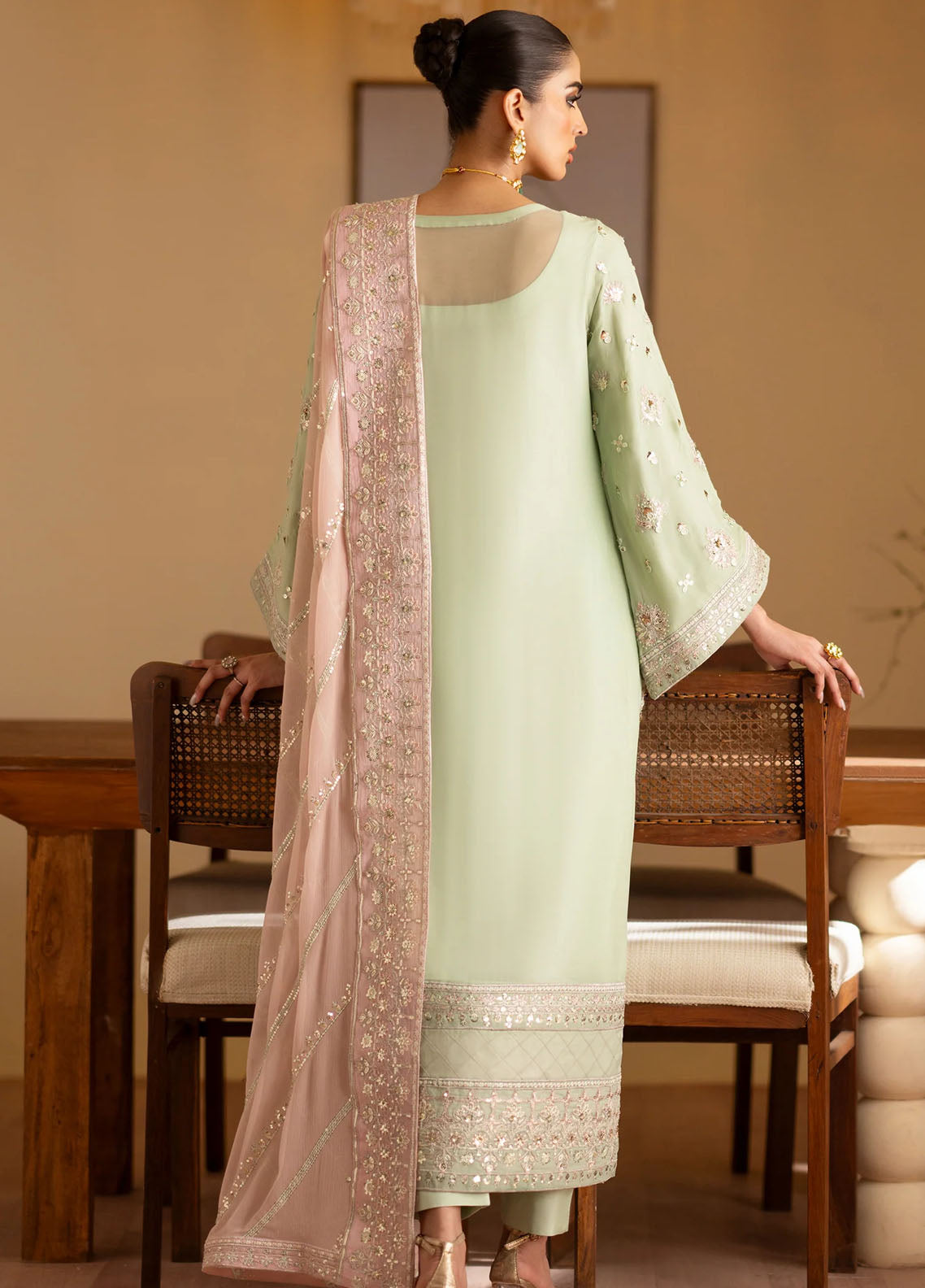 Romansiyyah By Emaan Adeel Embroidered Chiffon Suit Unstitched 3 Piece EA24R Najmeh - Formal Collection