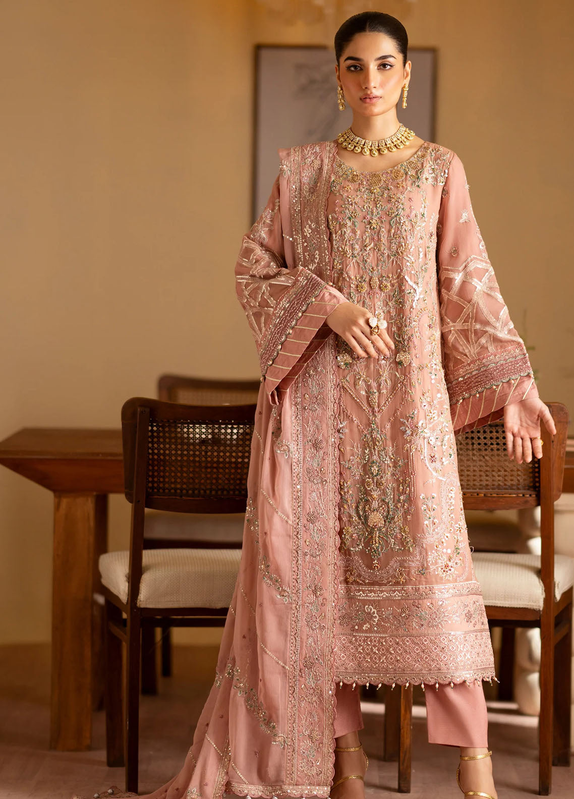 Romansiyyah By Emaan Adeel Embroidered Chiffon Suit Unstitched 3 Piece EA24R Saleha - Formal Collection