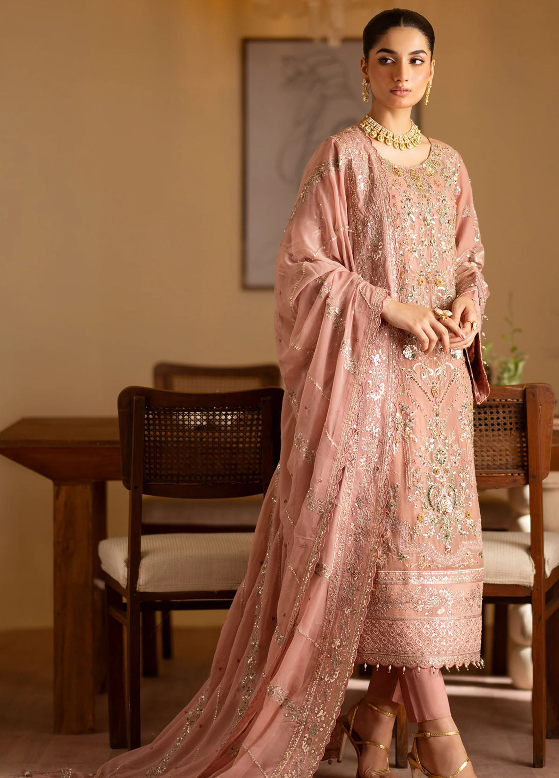 Romansiyyah By Emaan Adeel Embroidered Chiffon Suit Unstitched 3 Piece EA24R Saleha - Formal Collection