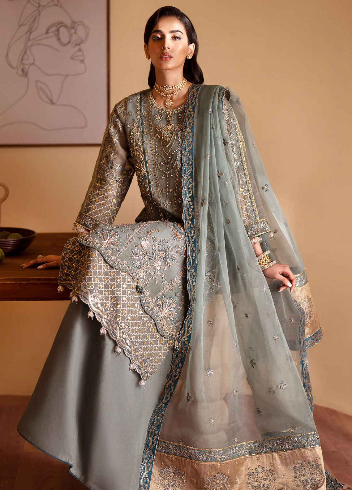 Romansiyyah By Emaan Adeel Embroidered Organza Suit Unstitched 3 Piece EA24R Roheen - Formal Collection