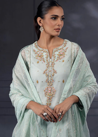 Shamooz Pret Embroidered Khaadi Net 3 Piece Suit SEM-0528 Pale Green