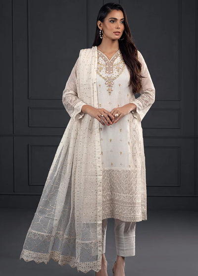 Shamooz Pret Embroidered Khaadi Net 3 Piece Suit SEM-0537 Ivory Bound