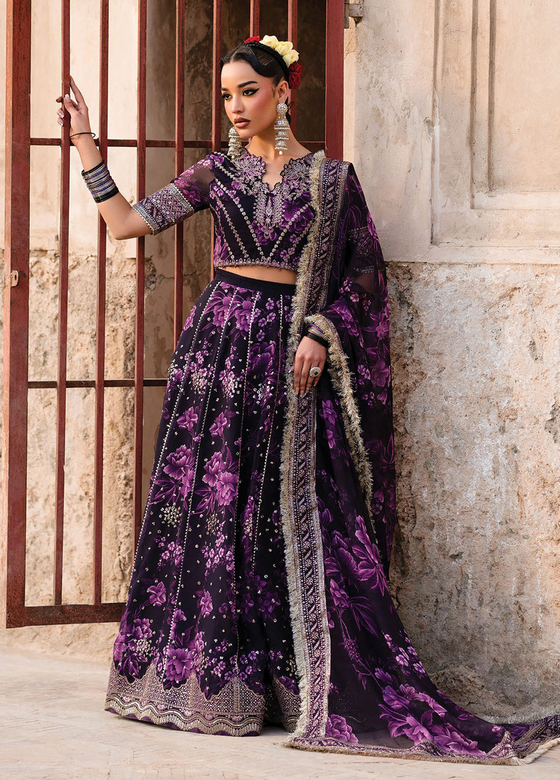 Rumi by Xenia Embroidered Chiffon Suit Unstitched 3 Piece XE25RF D-08 Kesar