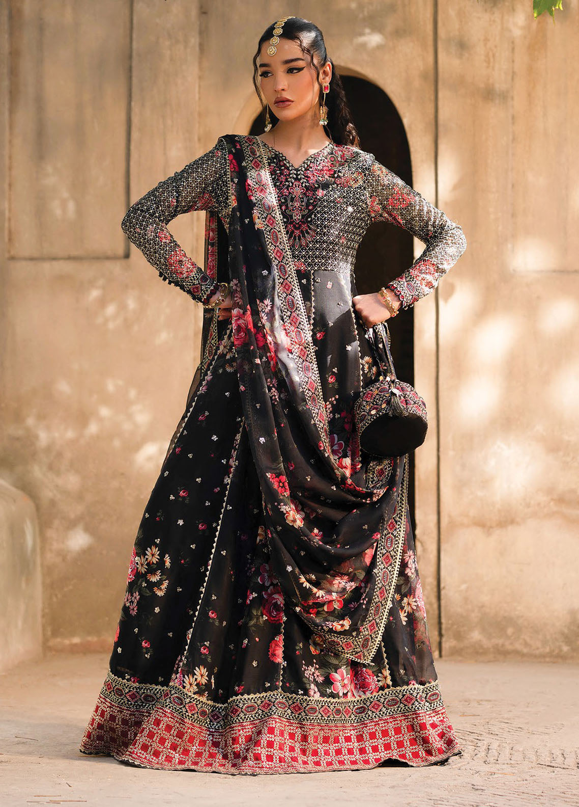 Rumi by Xenia Embroidered Chiffon Suit Unstitched 3 Piece XE25RF D-11 Nazneen