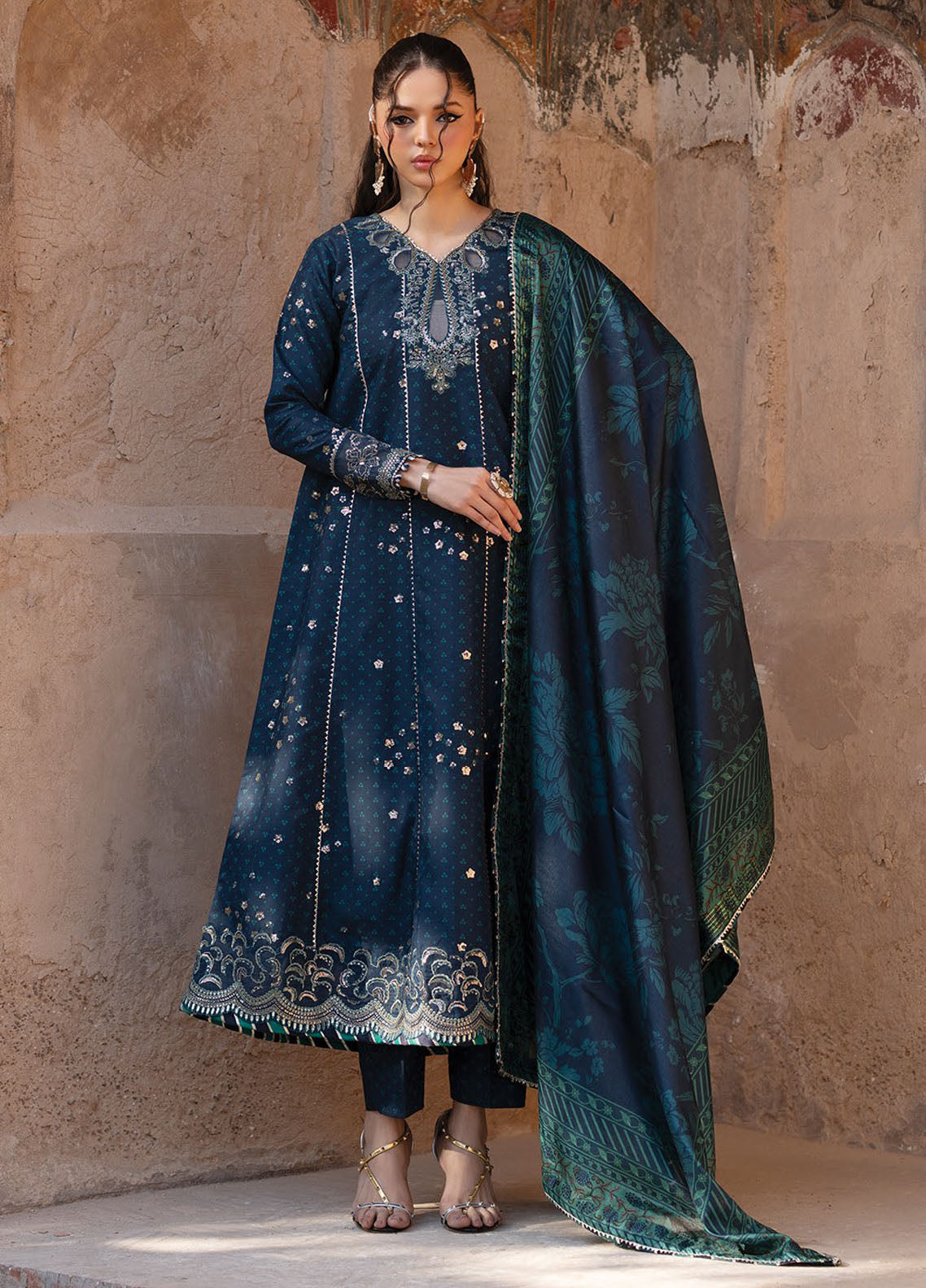 Rumi by Xenia Embroidered Raw Silk Suit Unstitched 3 Piece XE25RF D-03 Asmira