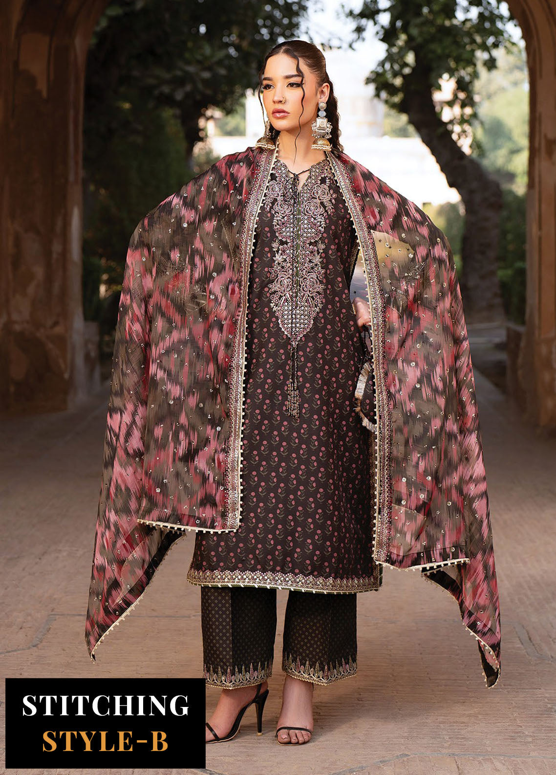 Rumi by Xenia Embroidered Raw Silk Suit Unstitched 3 Piece XE25RF D-04 Ruhi