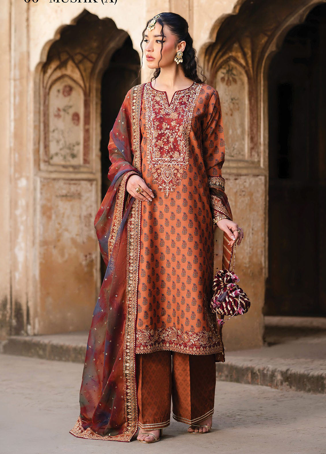 Rumi by Xenia Embroidered Raw Silk Suit Unstitched 3 Piece XE25RF D-06 Mushk A