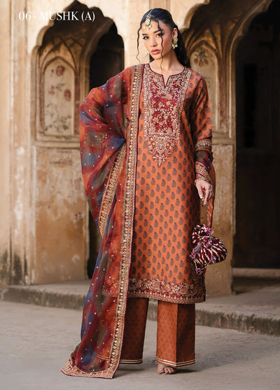 Rumi by Xenia Embroidered Raw Silk Suit Unstitched 3 Piece XE25RF D-06 Mushk A