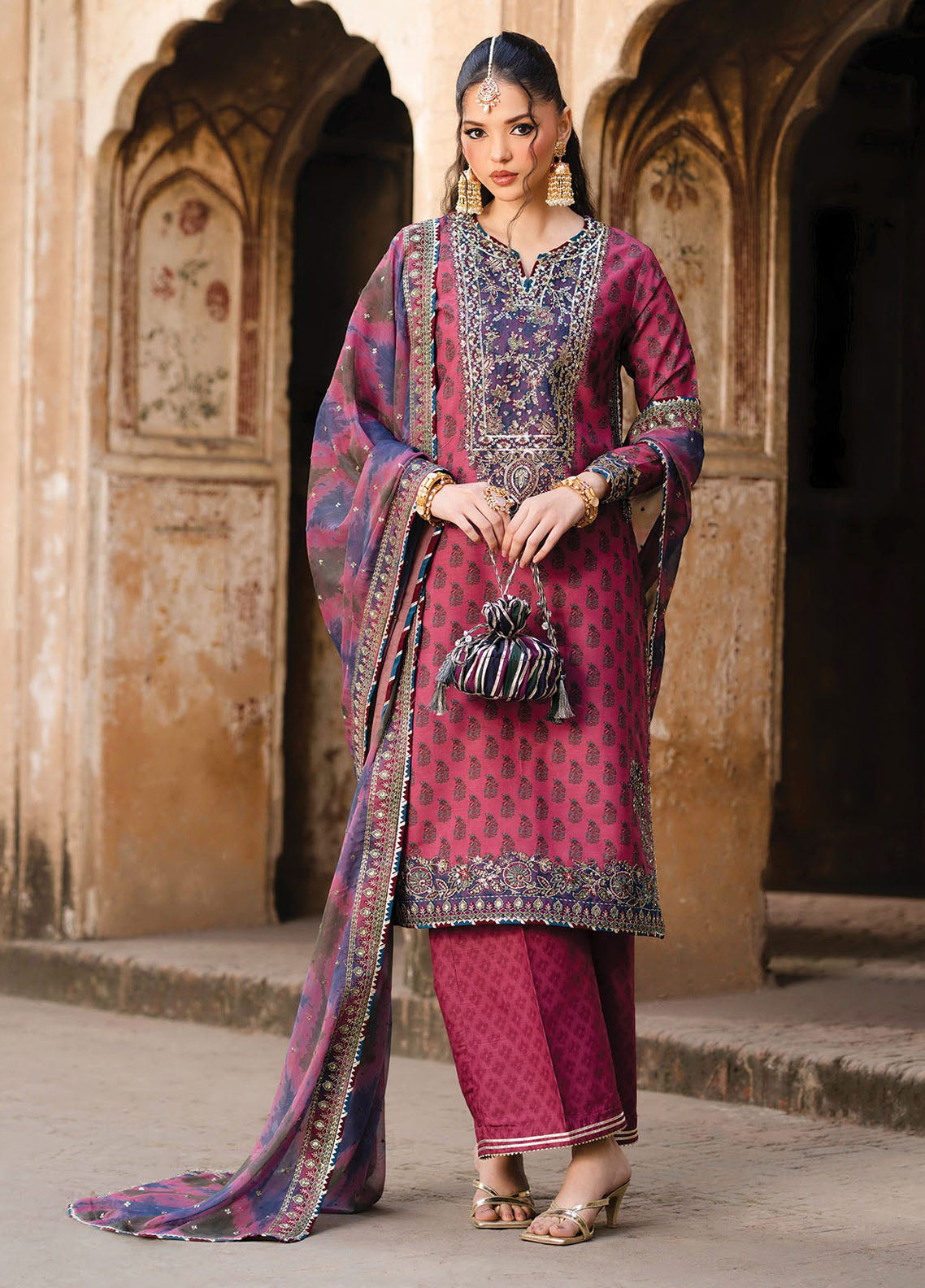 Rumi by Xenia Embroidered Raw Silk Suit Unstitched 3 Piece XE25RF D-07 Mushk B