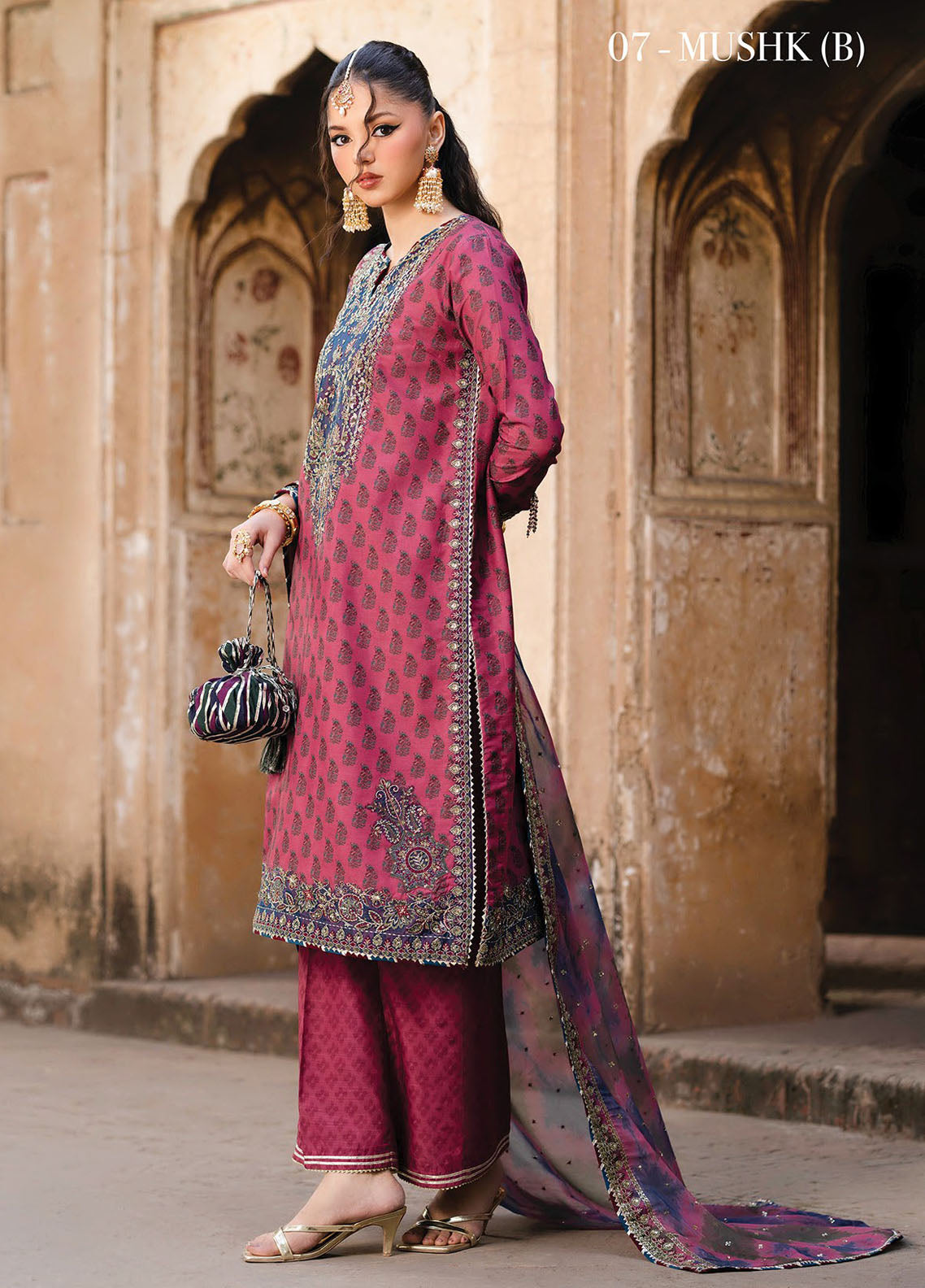 Rumi by Xenia Embroidered Raw Silk Suit Unstitched 3 Piece XE25RF D-07 Mushk B