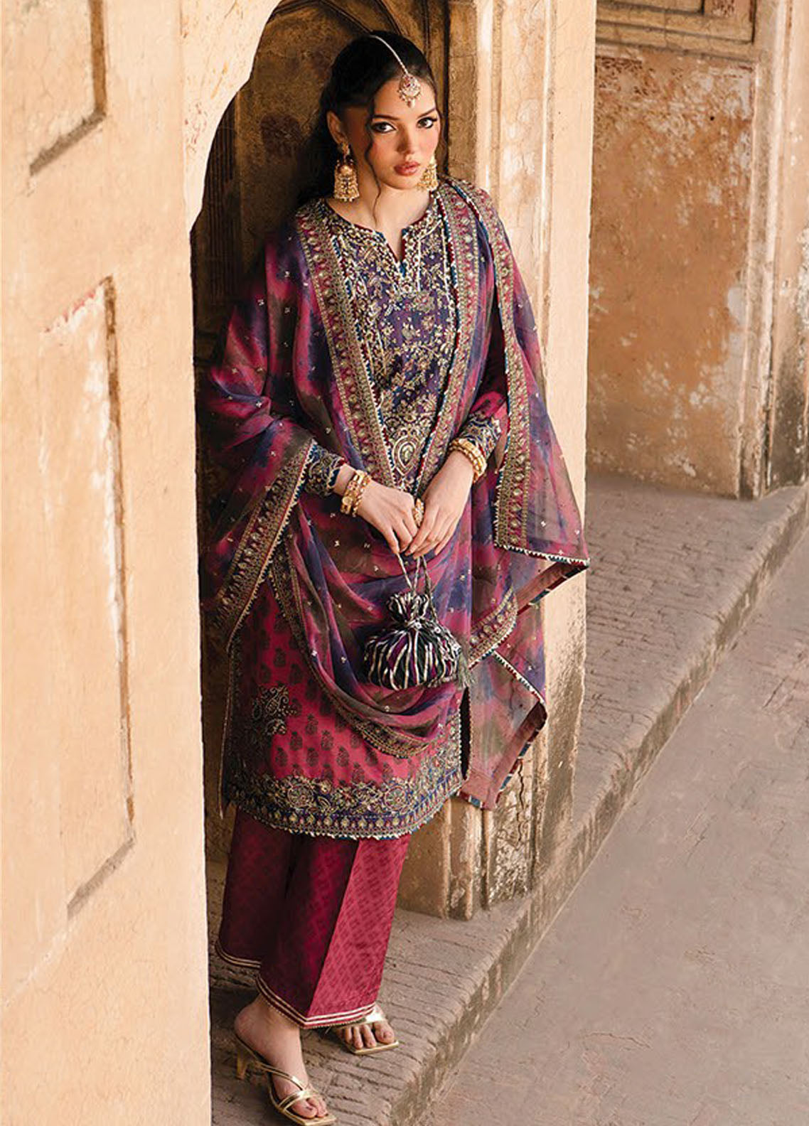 Rumi by Xenia Embroidered Raw Silk Suit Unstitched 3 Piece XE25RF D-07 Mushk B