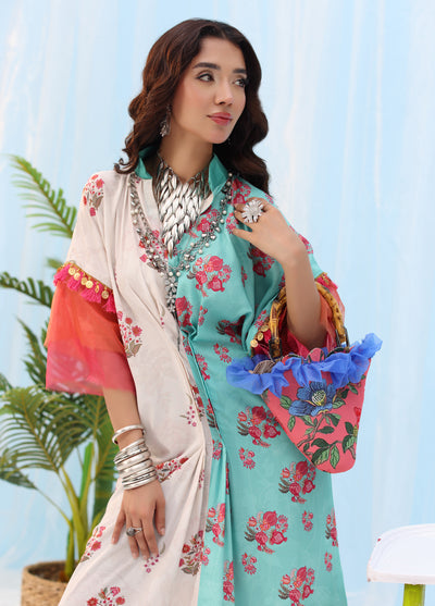 Rush Hour by Musferah Saad Pret Printed Silk 1 Piece Suit Tassel and Bloom