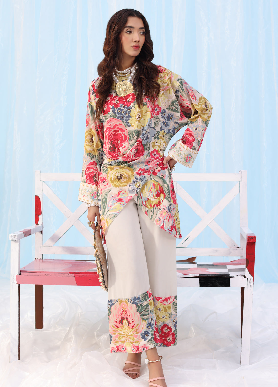 Rush Hour by Musferah Saad Pret Printed Silk 2 Piece Suit Twist of Bloom