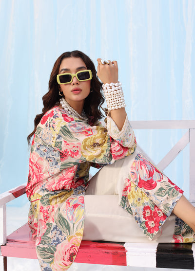 Rush Hour by Musferah Saad Pret Printed Silk 2 Piece Suit Twist of Bloom
