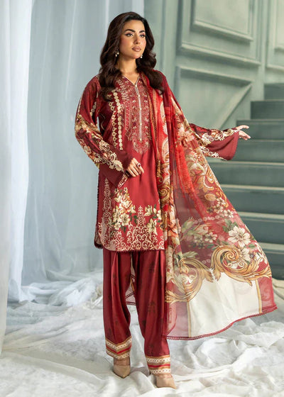 Meerak Women Embroidered Linen Rust Ember - Winter Collection