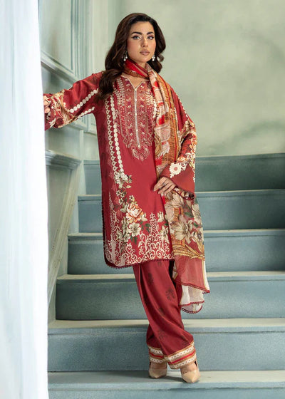 Meerak Women Embroidered Linen Rust Ember - Winter Collection
