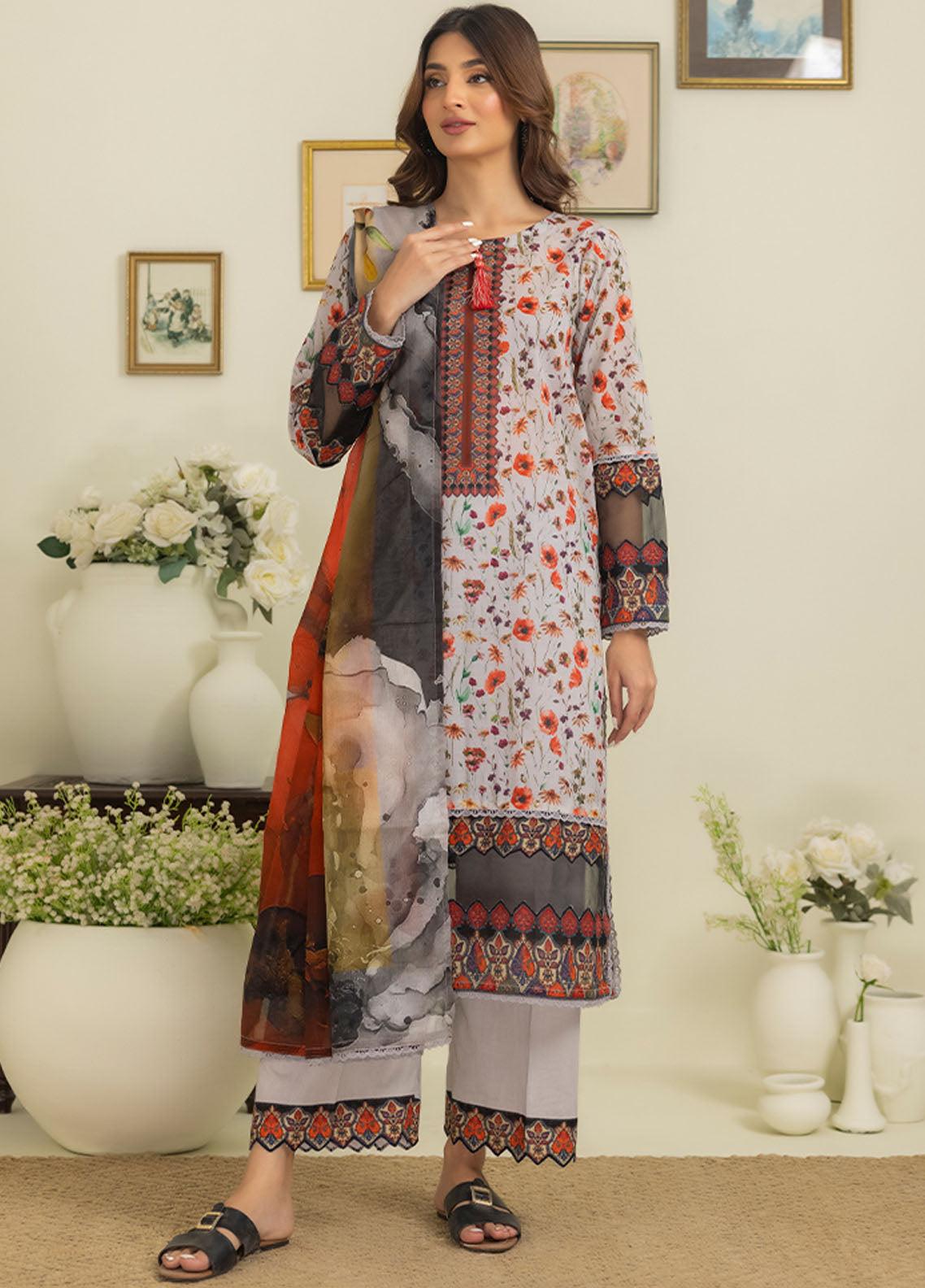 Salina By Regalia Printed Cotton Suit Unstitched 3 Piece RGT24SS3SPC3-4 - Mid Summer Collection