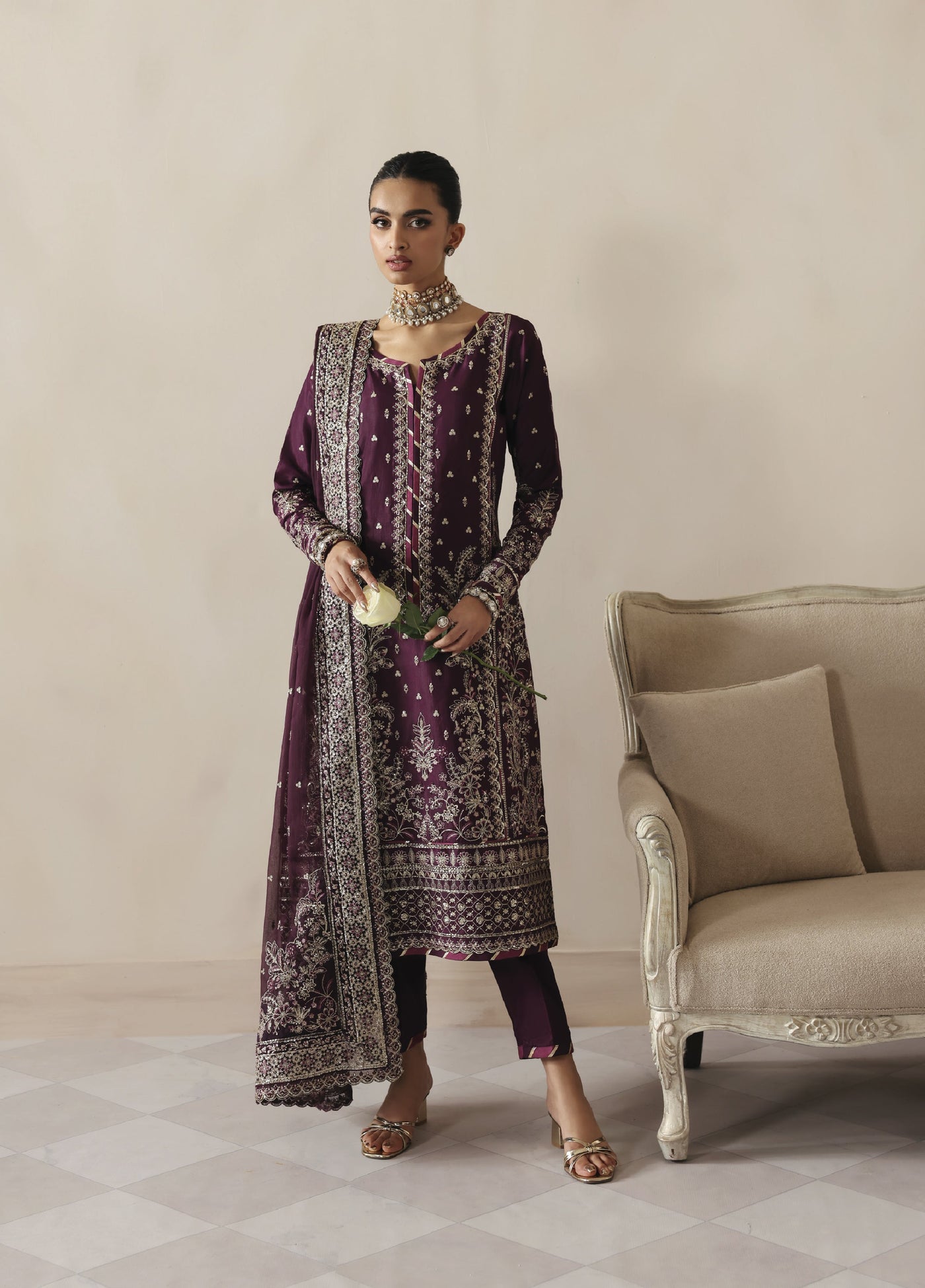 Serica by Gulaal Unstitched Raw Silk Embroidered Suits 3 Piece GL25URC D-SD11 Zarane - Winter Collection