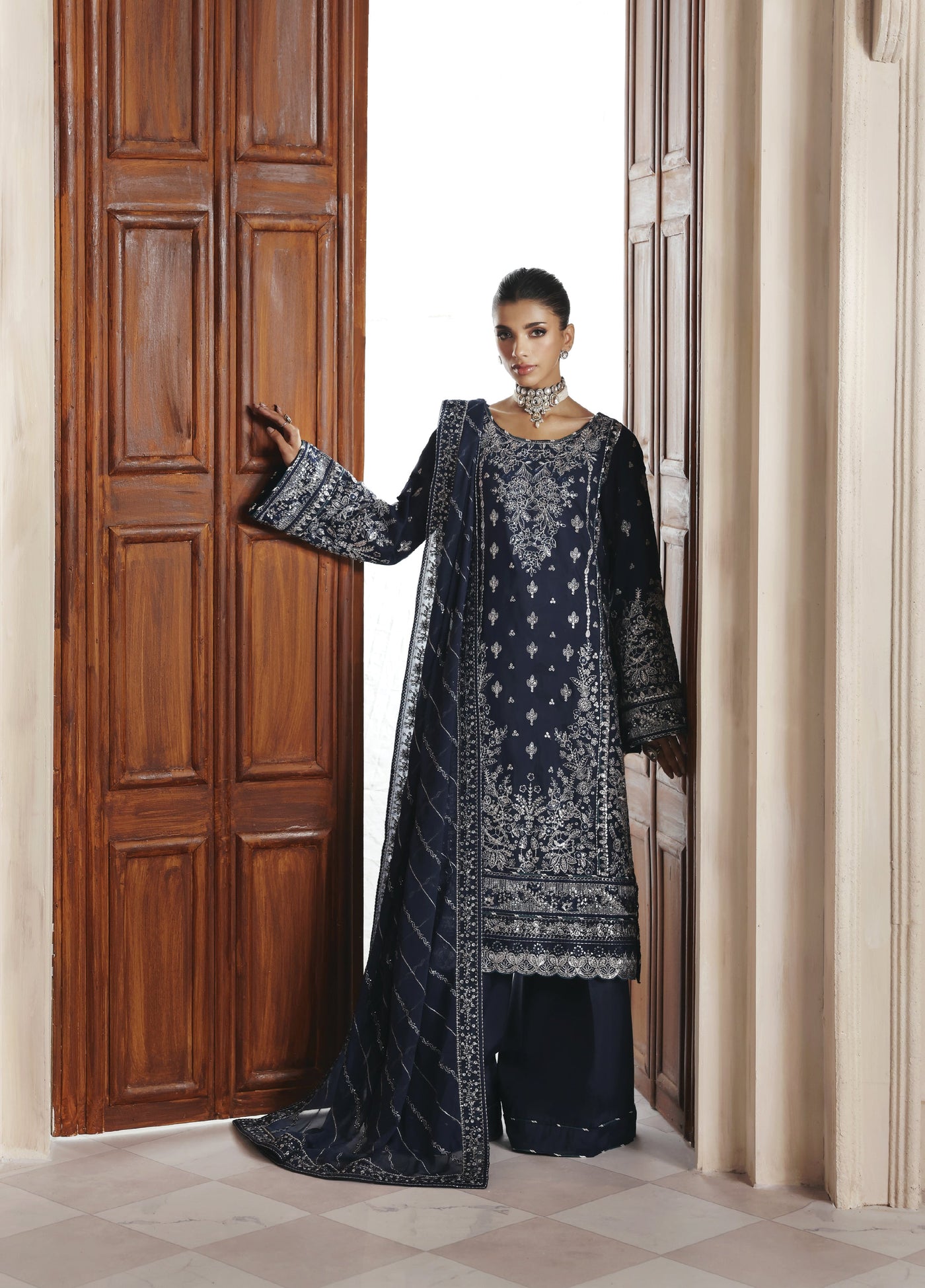 Serica by Gulaal Unstitched Raw Silk Embroidered Suits 3 Piece GL25URC D-SD14 Saphira - Winter Collection