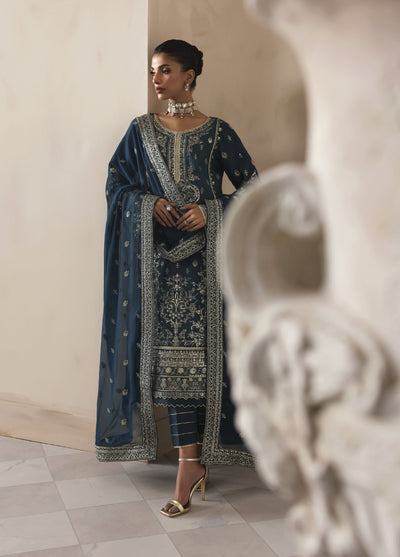 Serica by Gulaal Unstitched Raw Silk Embroidered Suits 3 Piece GL25URC D-SD15 Aeris - Winter Collection