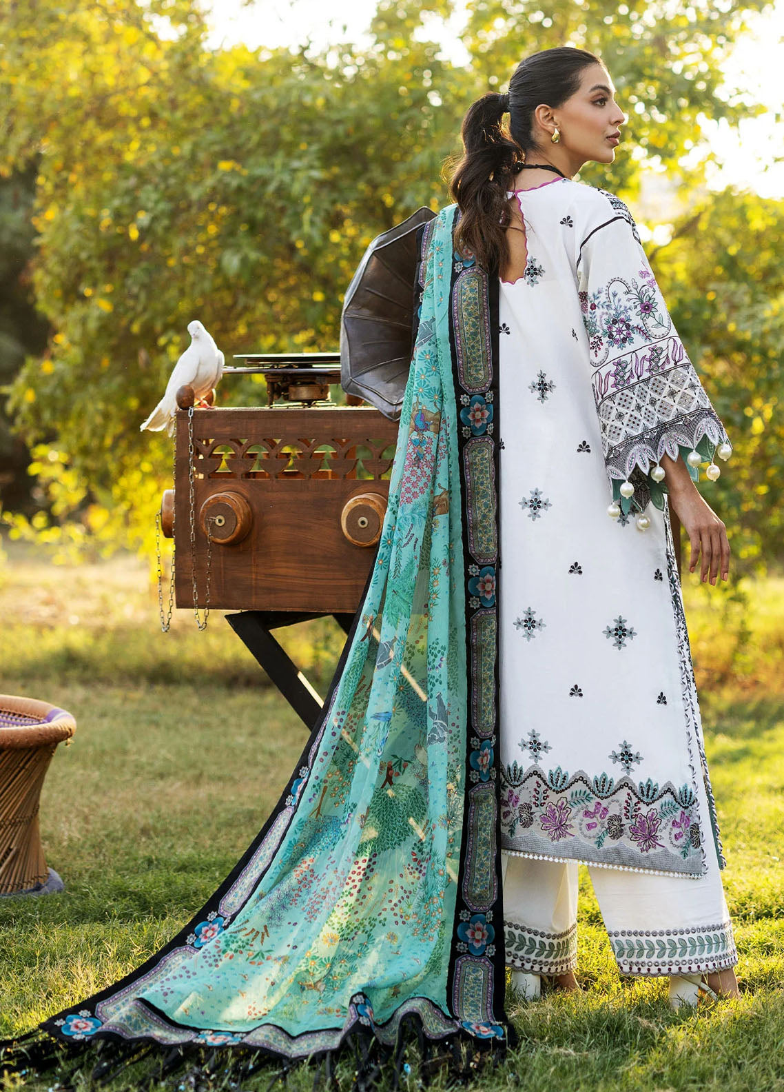 Siraa by Sadaf Fawad Khan Embroidered Lawn Suits Unstitched 3 Piece D-2B Palm Island