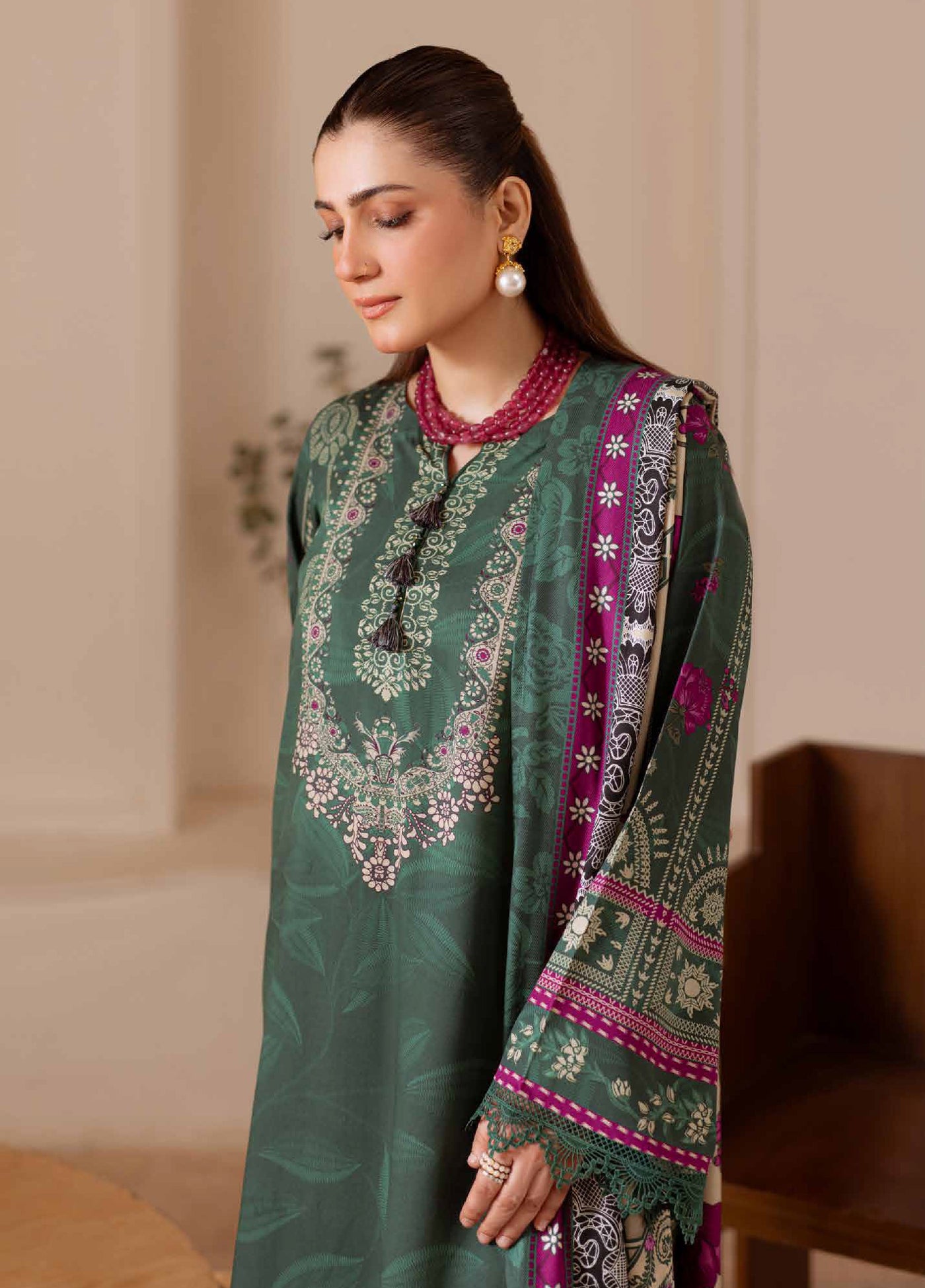 Signature Prints by Nureh Unstitched Printed Marina with wool shawl Suits 3 Piece NU25PW SP-180 - Winter Collection