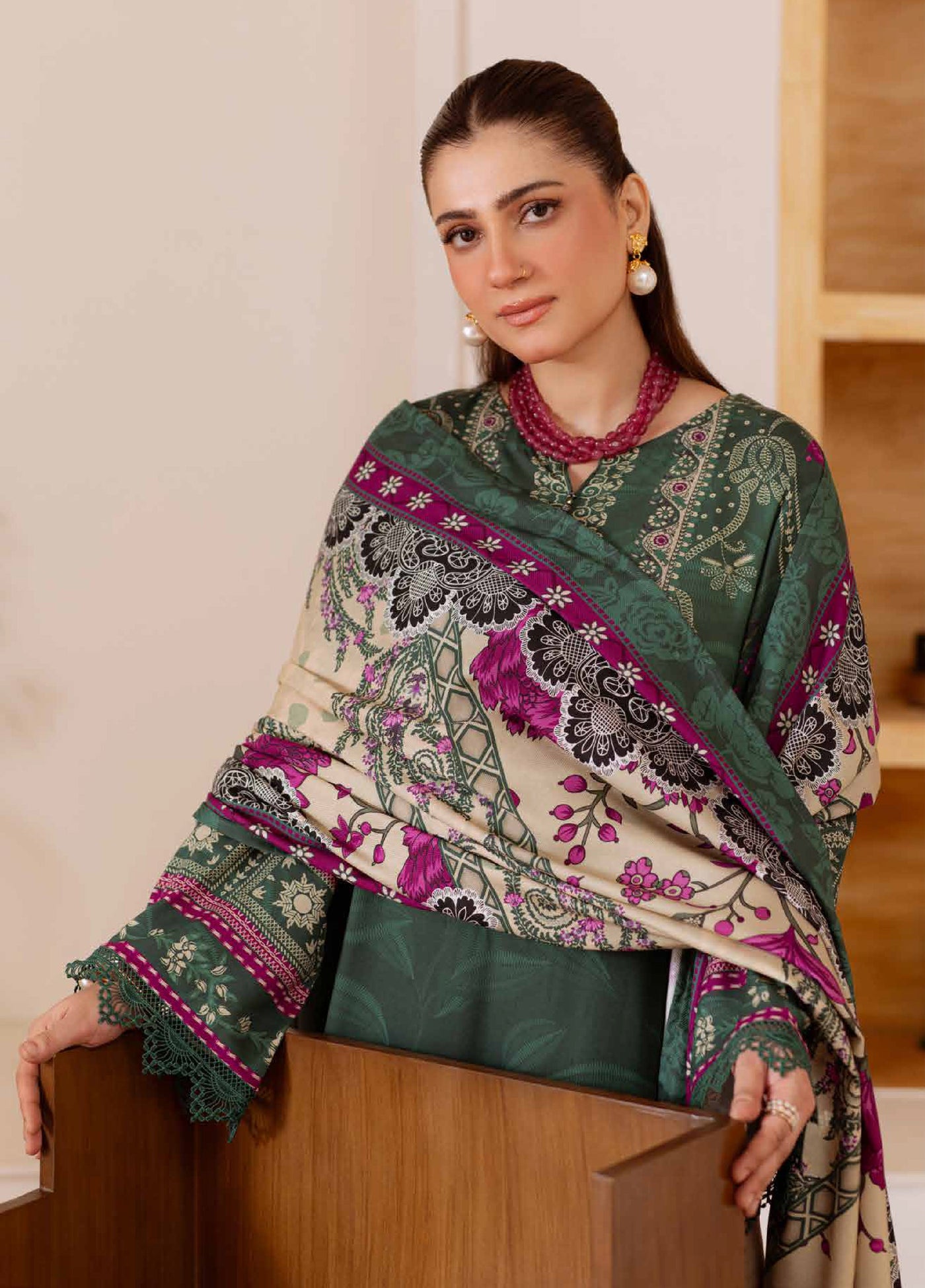 Signature Prints by Nureh Unstitched Printed Marina with wool shawl Suits 3 Piece NU25PW SP-180 - Winter Collection