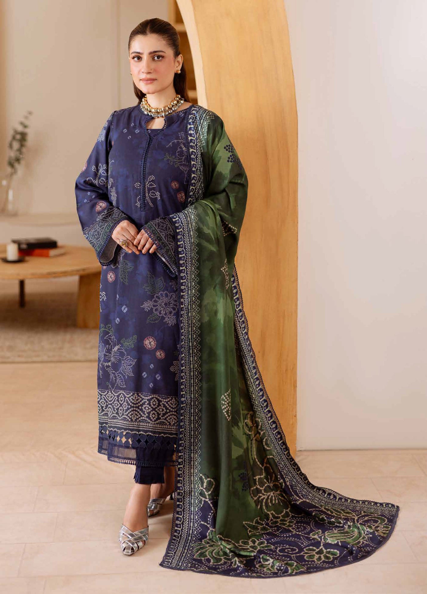 Signature Prints by Nureh Unstitched Printed Marina with wool shawl Suits 3 Piece NU25PW SP-181 - Winter Collection