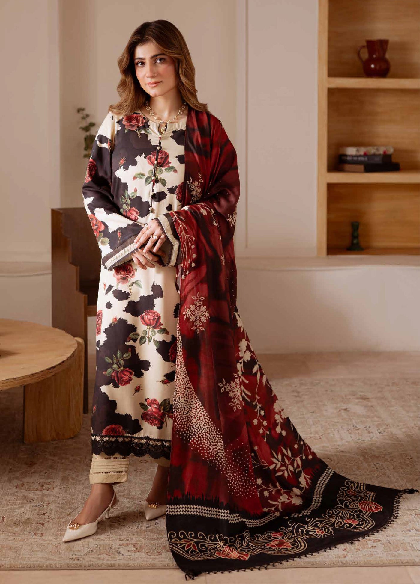 Signature Prints by Nureh Unstitched Printed Marina with wool shawl Suits 3 Piece NU25PW SP-182 - Winter Collection