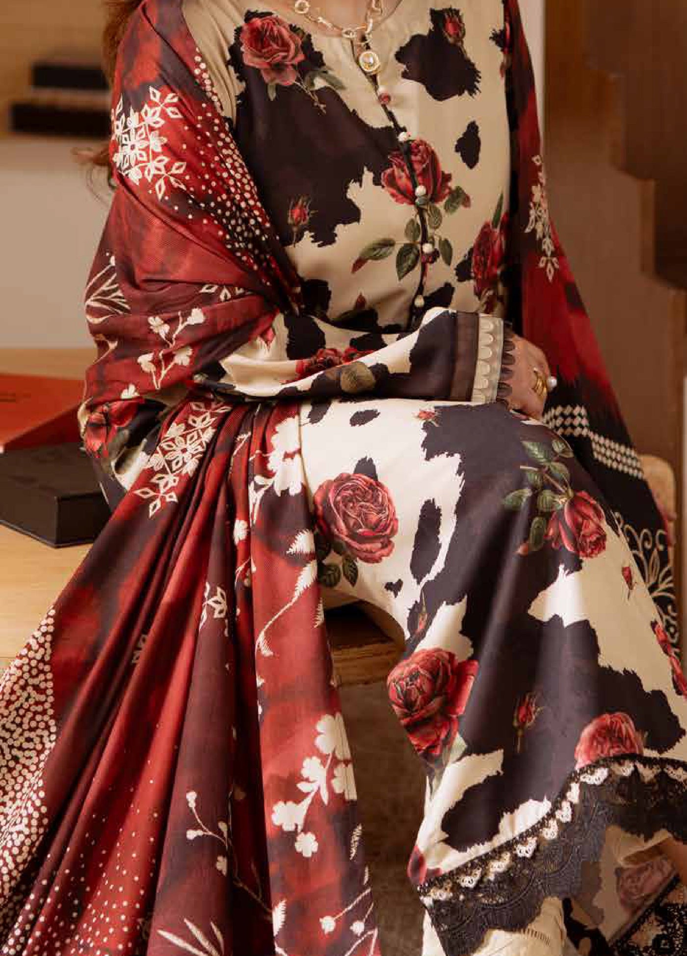 Signature Prints by Nureh Unstitched Printed Marina with wool shawl Suits 3 Piece NU25PW SP-182 - Winter Collection