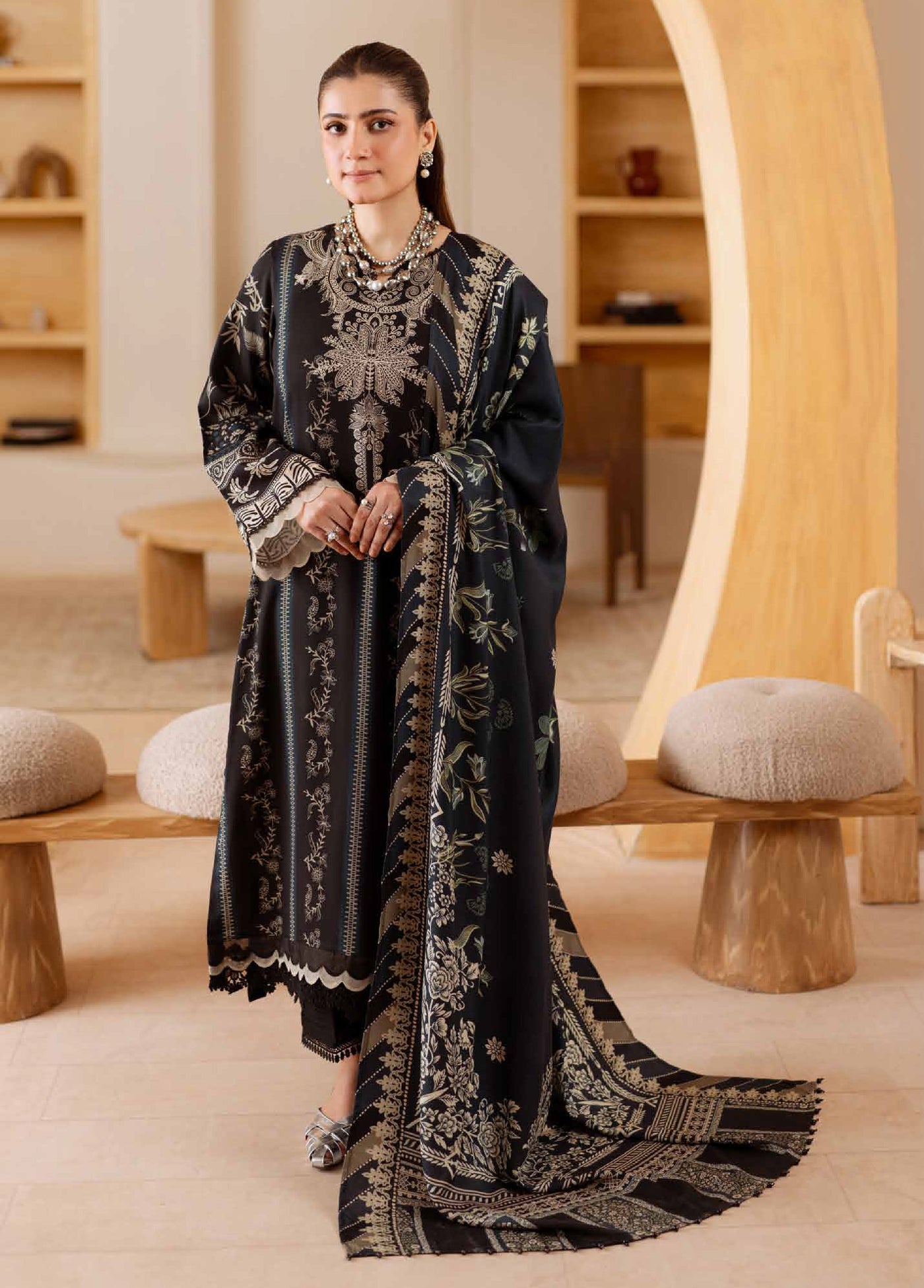 Signature Prints by Nureh Unstitched Printed Marina with wool shawl Suits 3 Piece NU25PW SP-186 - Winter Collection