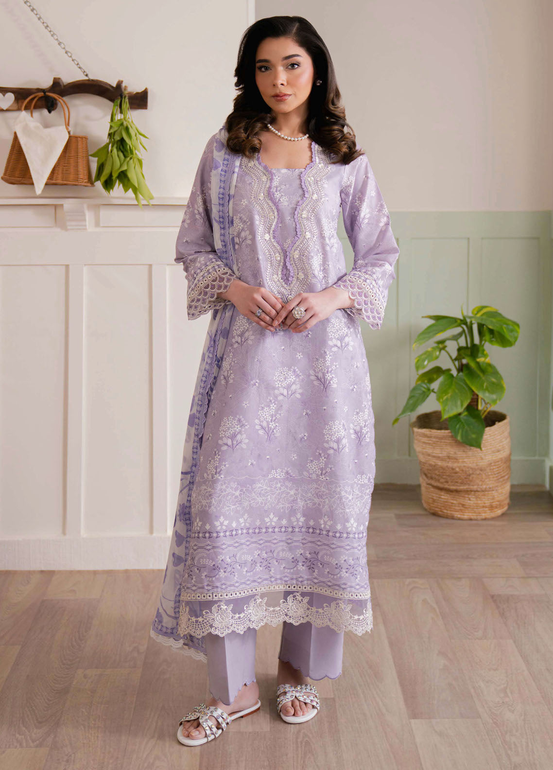 Summer Lines by Neeshay Embroidered Lawn Suits Unstitched 3 Piece NSH25SL Lavendar Dream