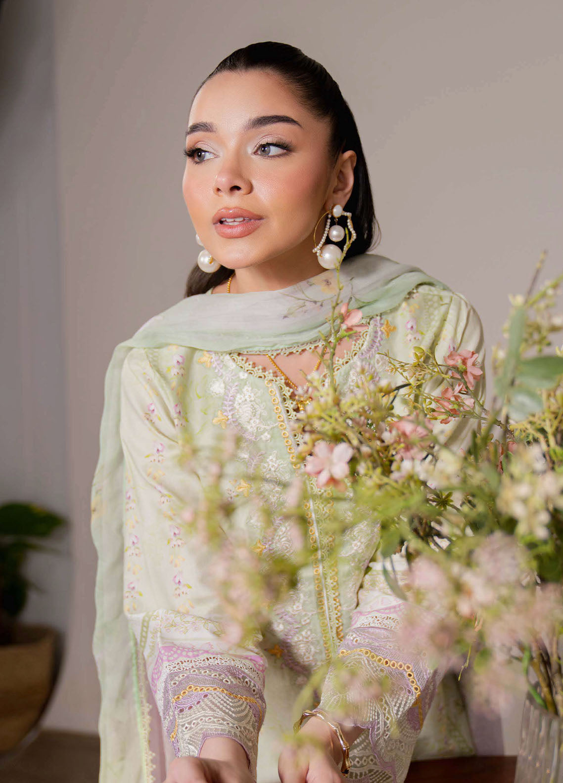 Summer Lines by Neeshay Embroidered Lawn Suits Unstitched 3 Piece NSH25SL Spring Fern