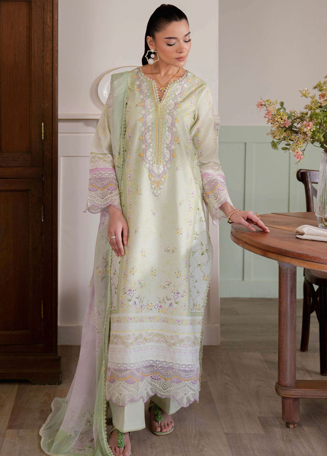 Summer Lines by Neeshay Embroidered Lawn Suits Unstitched 3 Piece NSH25SL Spring Fern