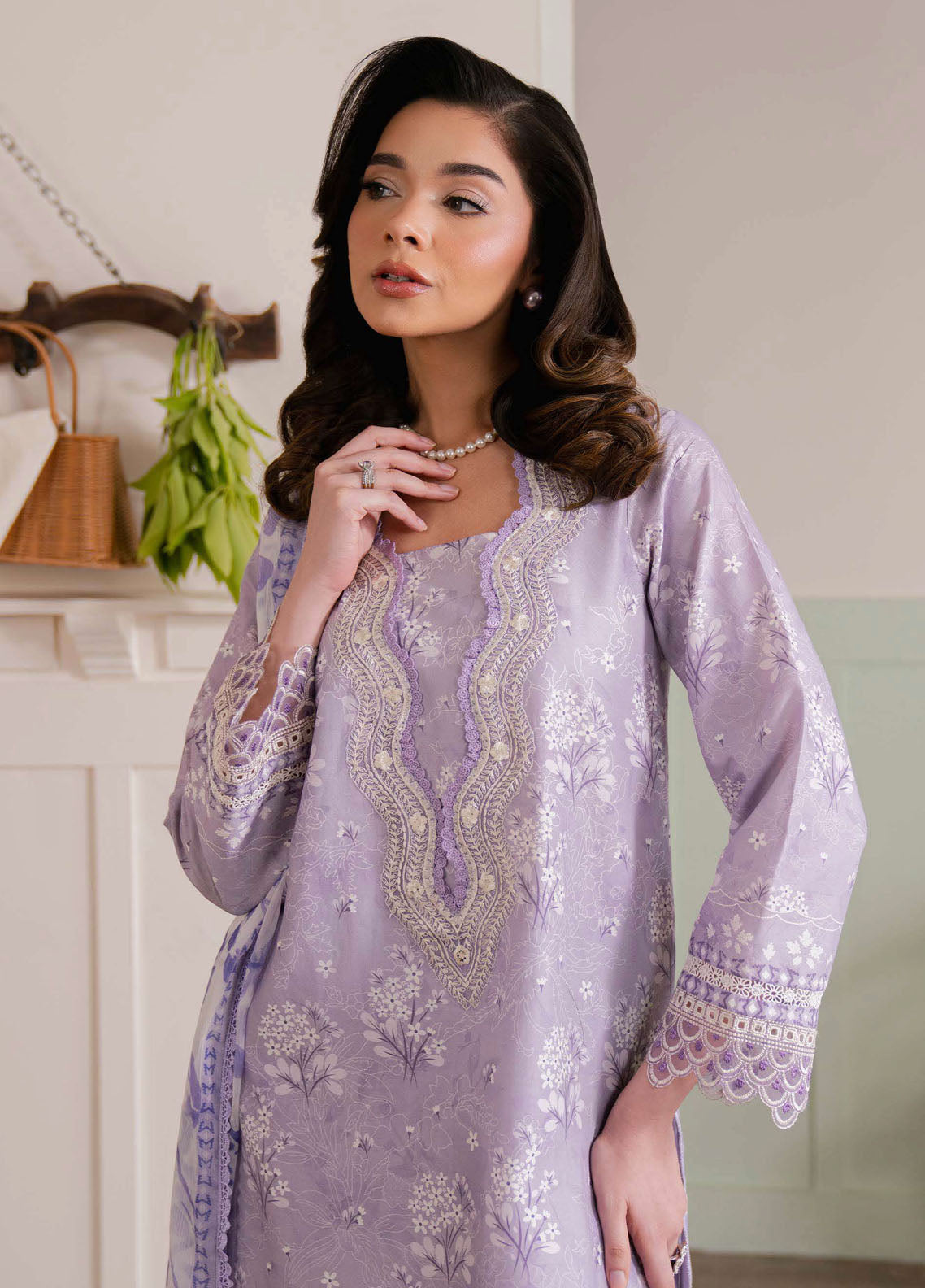 Summer Lines by Neeshay Embroidered Lawn Suits Unstitched 3 Piece NSH25SL Lavendar Dream