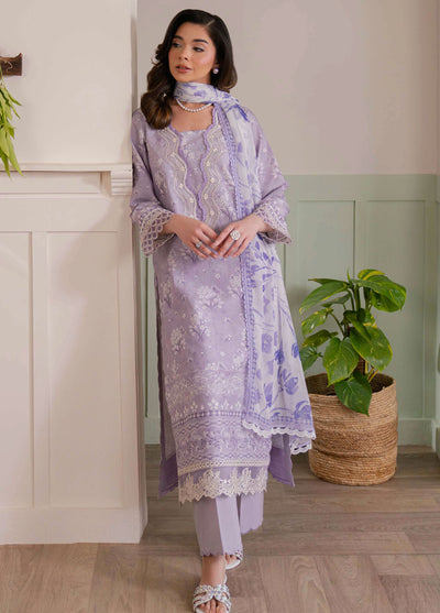 Summer Lines by Neeshay Embroidered Lawn Suits Unstitched 3 Piece NSH25SL Lavendar Dream