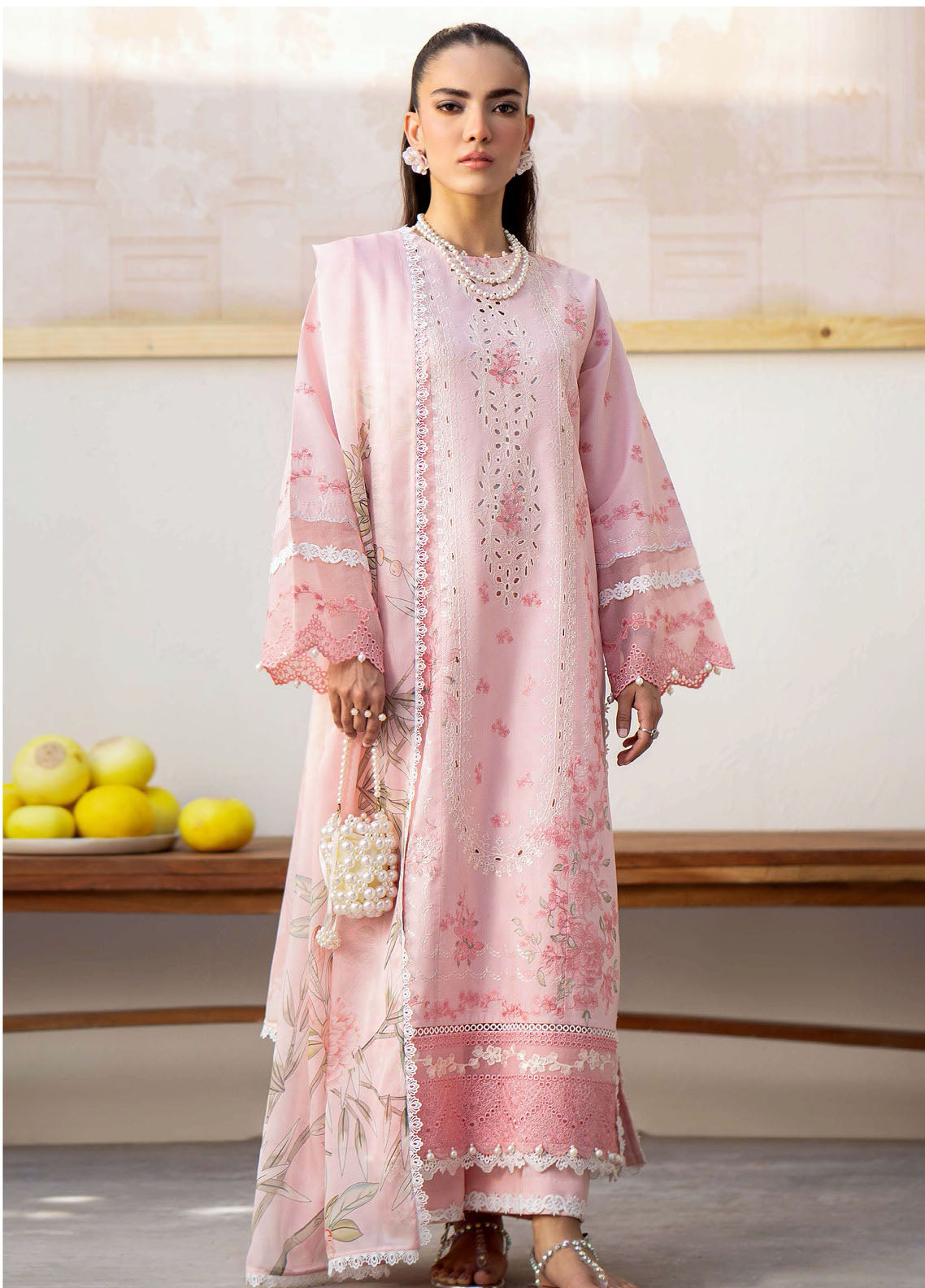 Saad Shaikh Luxury Eid Lawn Collection 2024 Pink Oasis