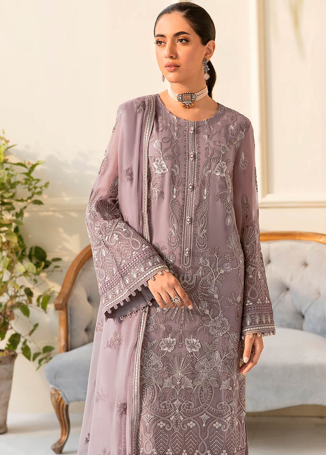 Safeera By Flossie Luxury Unstitched Collection 2023 S-1210 Violet Ice