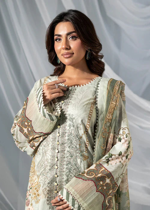 Meerak Women Embroidered Linen Sage Bloom - Winter Collection