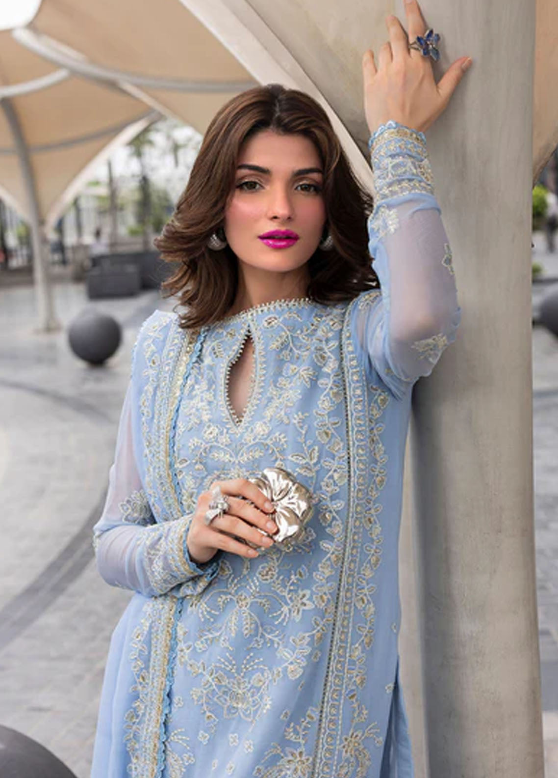 Sahane Embroidered Chiffon Suits Unstitched 3 Piece CT 25001 First Rain