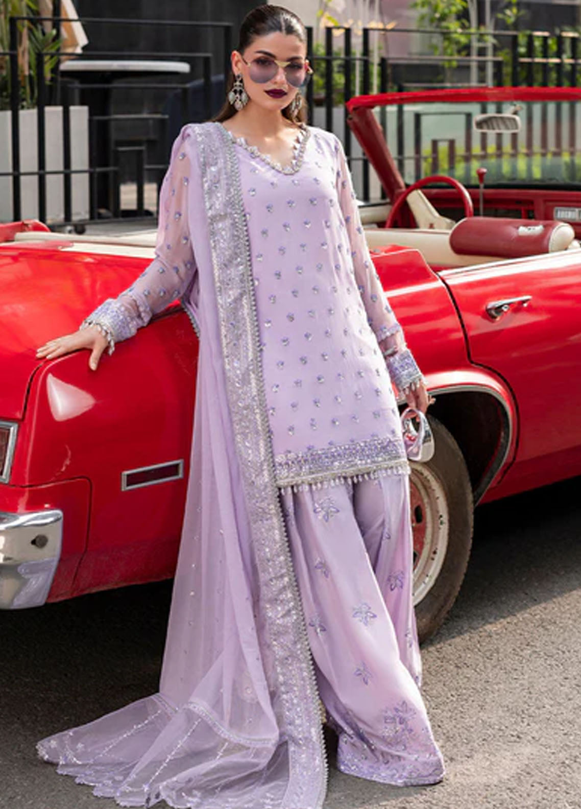 Sahane Embroidered Chiffon Suits Unstitched 3 Piece CT 25002 Lavendine