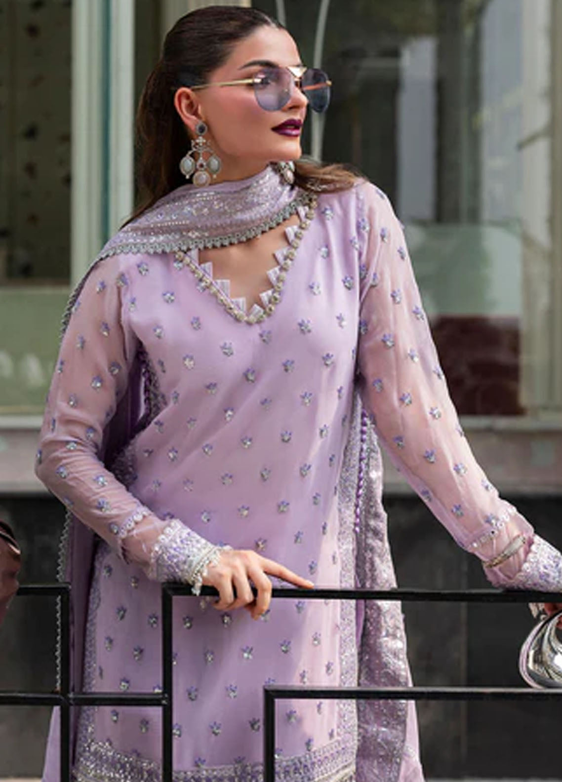 Sahane Embroidered Chiffon Suits Unstitched 3 Piece CT 25002 Lavendine