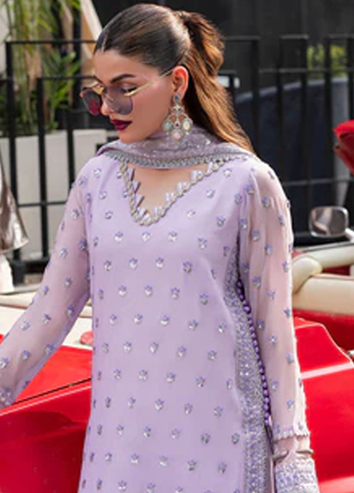 Sahane Embroidered Chiffon Suits Unstitched 3 Piece CT 25002 Lavendine