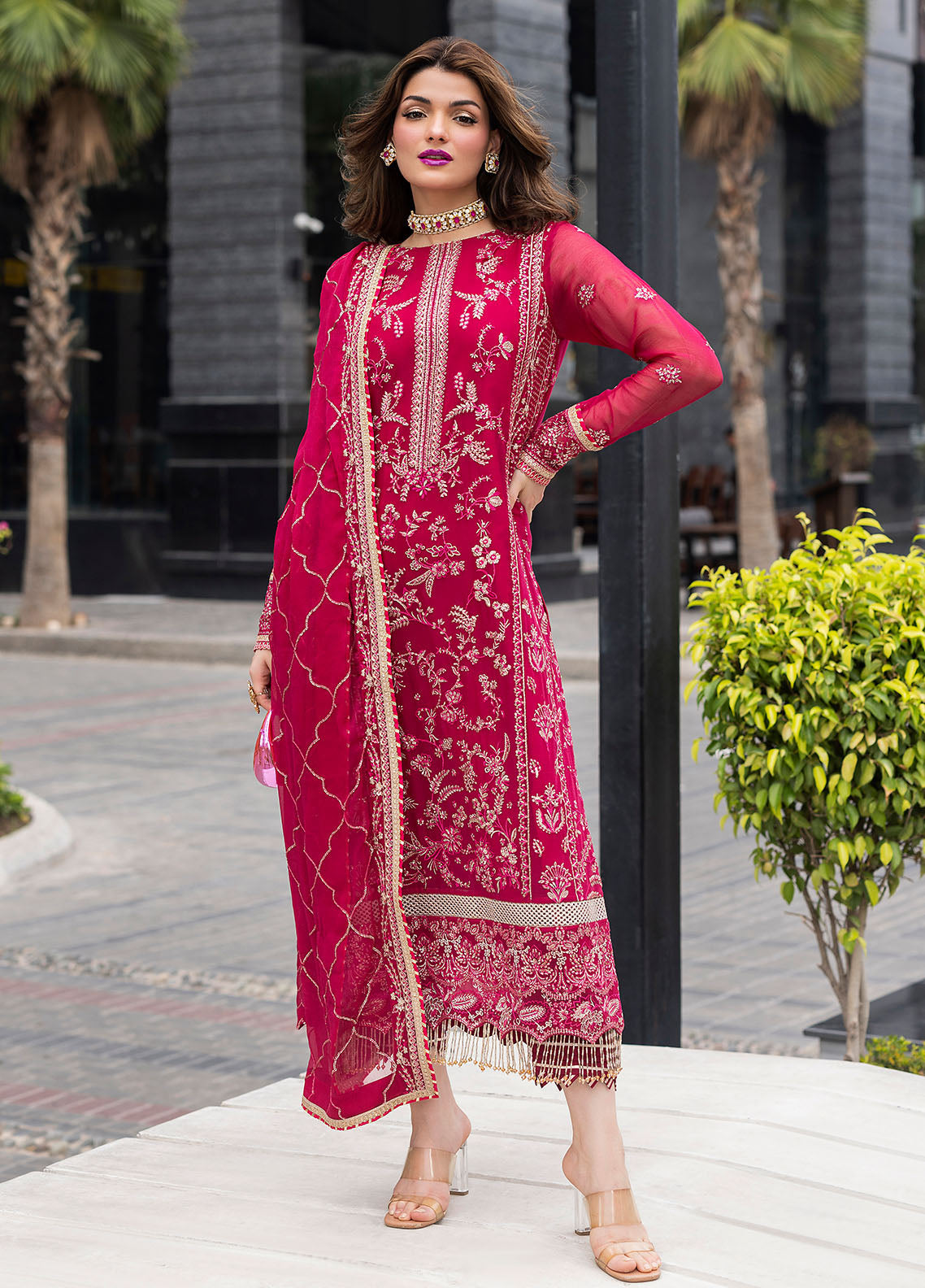 Sahane Embroidered Chiffon Suits Unstitched 3 Piece CT 25003 Dousee