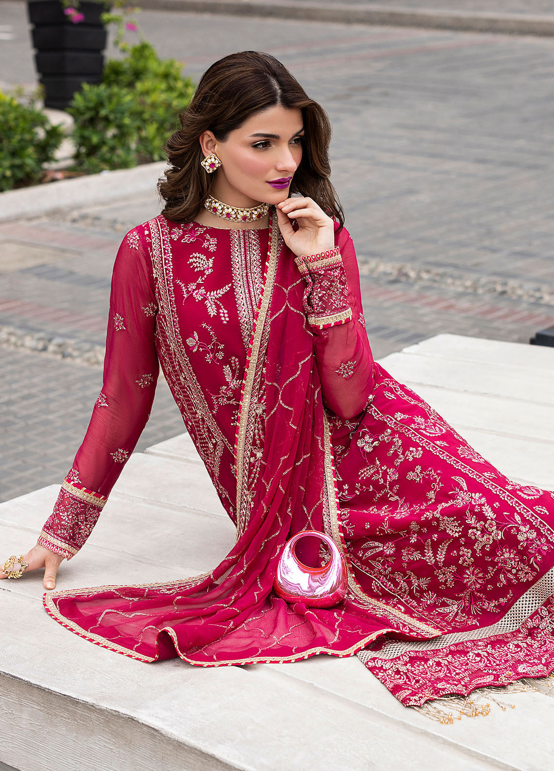 Sahane Embroidered Chiffon Suits Unstitched 3 Piece CT 25003 Dousee