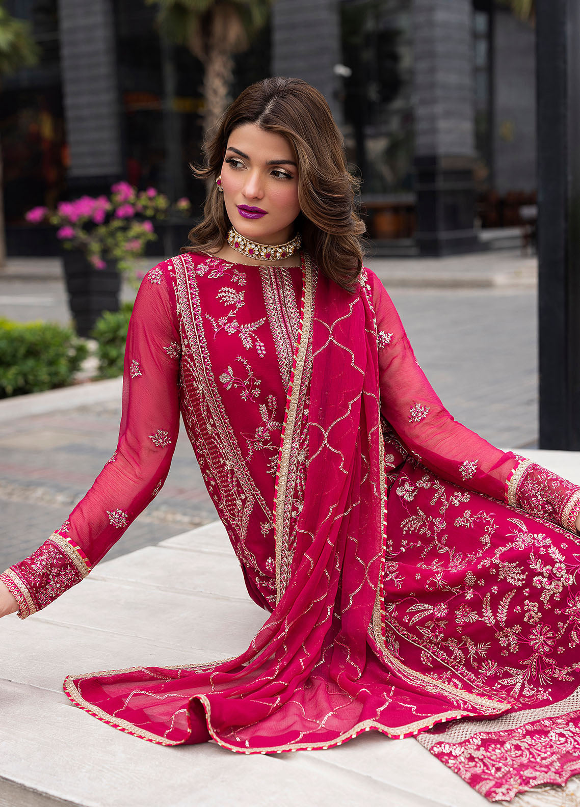 Sahane Embroidered Chiffon Suits Unstitched 3 Piece CT 25003 Dousee